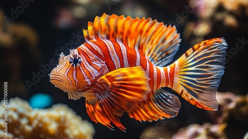 Colorful Lionfish in Natural Ocean Habitat. Generative AI