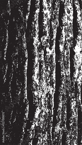 Black tree bark texture. Bark on a white background. Old tree background vector, wooden, grunge texture.