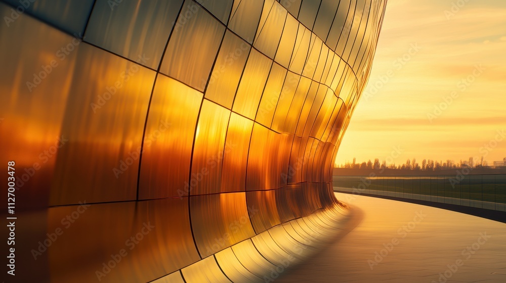 Obraz premium Captivating Architectural Reflection at Sunset