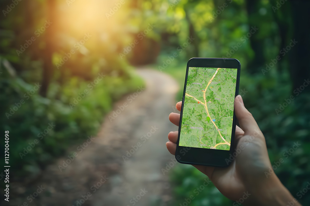 Smartphone GPS App Trail Illustration Smartphone GPS App Trail Illustration