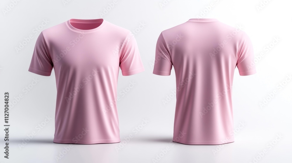 Soft Pink T-Shirt Mockup on White Background. Generative AI Soft Pink T-Shirt Mockup on White Background. Generative AI