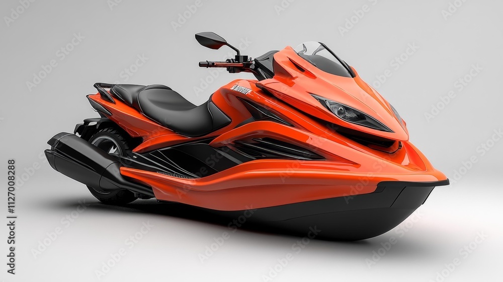 Naklejka premium Isolated Orange Jet Ski. Generative AI