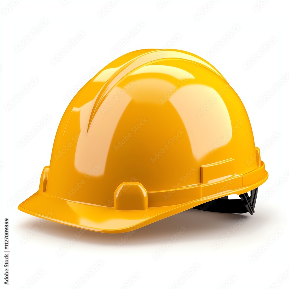 A bright yellow hard hat designed for construction safety, featuring a smooth surface and sturdy design for protection on job sites. A bright yellow hard hat designed for construction safety, featuring a smooth surface and sturdy design for protection on job sites.