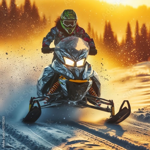 Snowmobile Racing Competing in high speed races on snowmobiles