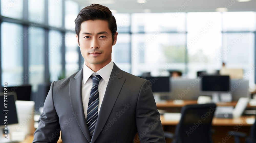 Confident Professional Banker in Modern Office Setting Confident Professional Banker in Modern Office Setting