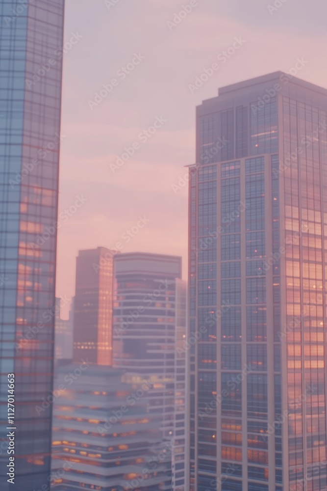 Obraz premium Captivating Cityscape Ablaze in the Soft Glow of Dusk