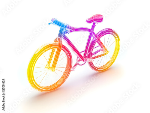 Colorful Wireframe Bicycle Design - Modern 3D Render photo