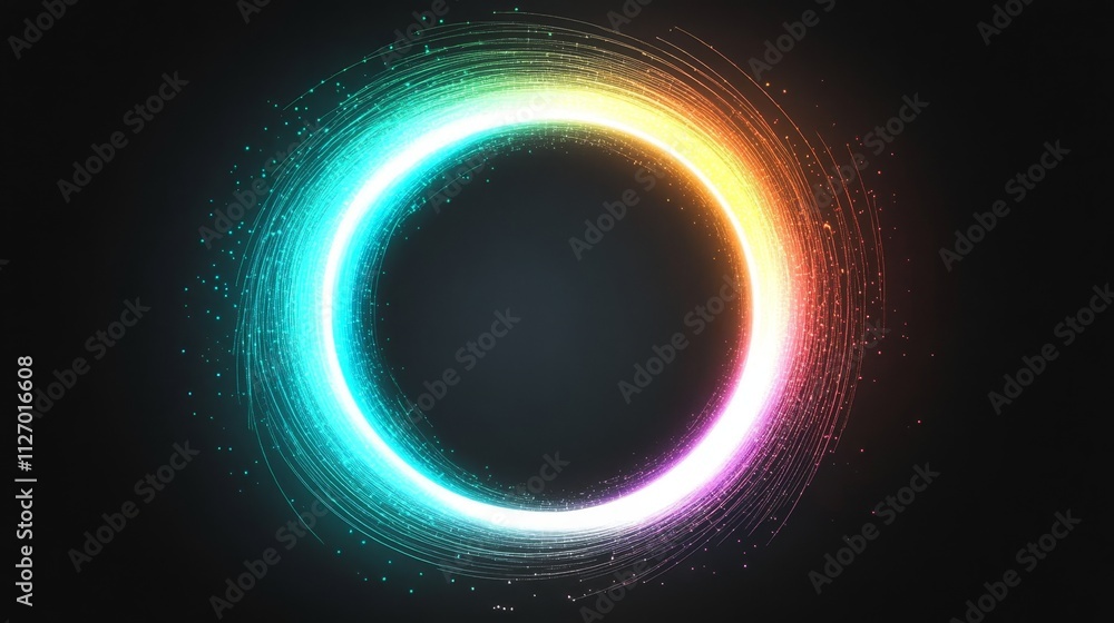 Rainbow Ring Circular Composition, Glowing Lines, Abstract Concept, Digital Art Abstract, Background Rainbow Ring Circular Composition, Glowing Lines, Abstract Concept, Digital Art Abstract, Background