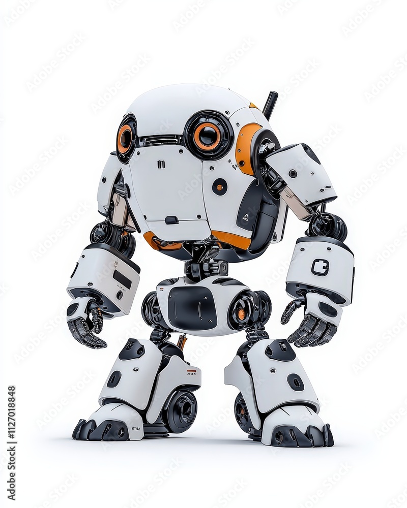 Friendly humanoid robot with a sleek design and advanced technology features standing upright Friendly humanoid robot with a sleek design and advanced technology features standing upright