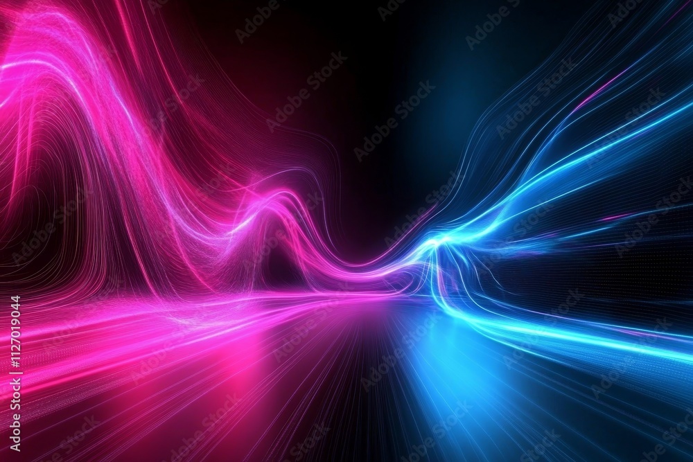 Abstract Pink and Blue Neon Wave Composition Digital Art, Abstract Background, Energy Flow, Glowing Lines Neon, Abstract art Abstract Pink and Blue Neon Wave Composition Digital Art, Abstract Background, Energy Flow, Glowing Lines Neon, Abstract art