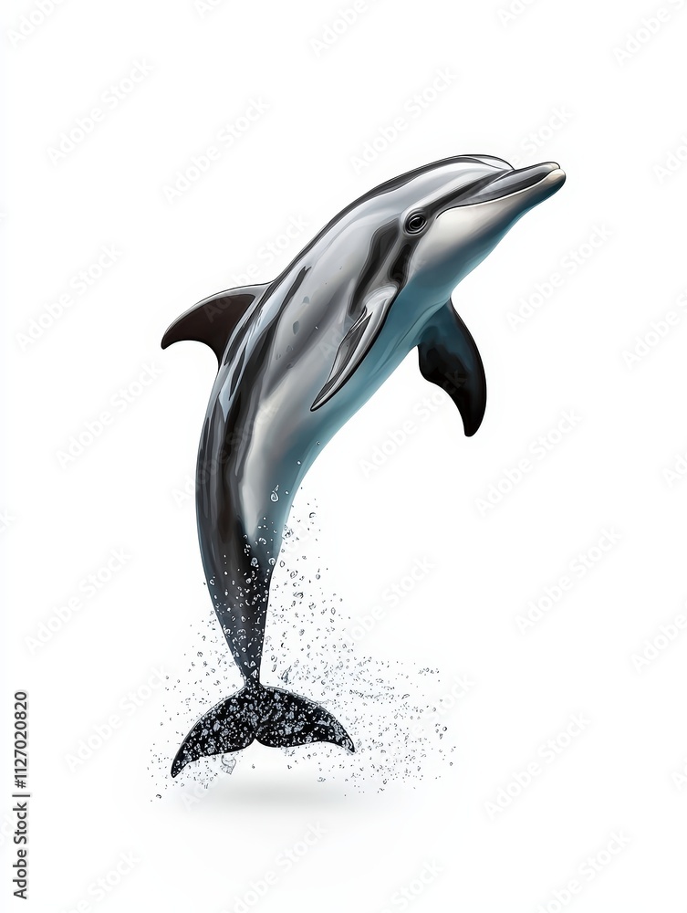 Obraz premium Dolphin Leaping Out of Water in a Bright and Cheerful Illustration Style