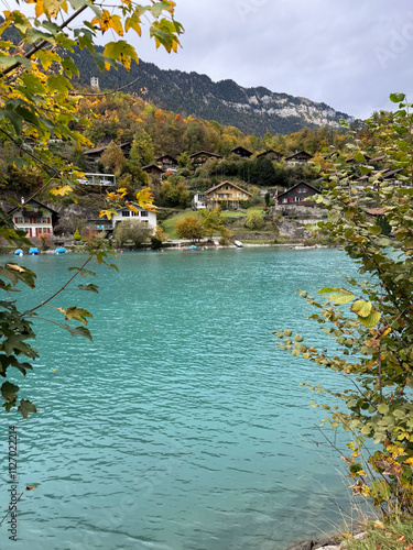 Autumn landscape with lake and trees