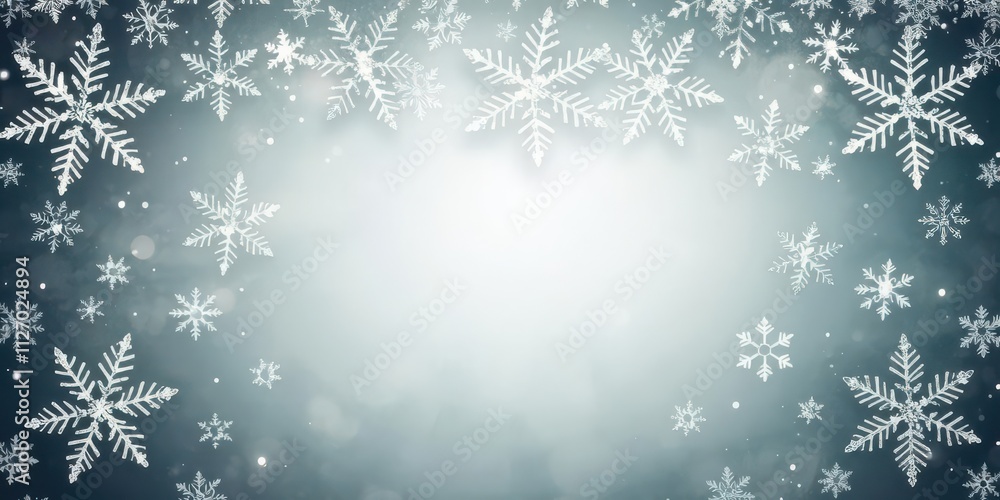Beautifully designed card featuring intricate snowflakes in a winter theme, abstract Beautifully designed card featuring intricate snowflakes in a winter theme, abstract