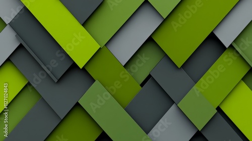 Textured geometric patterns in various shades of green and gray create a dynamic visual experience photo