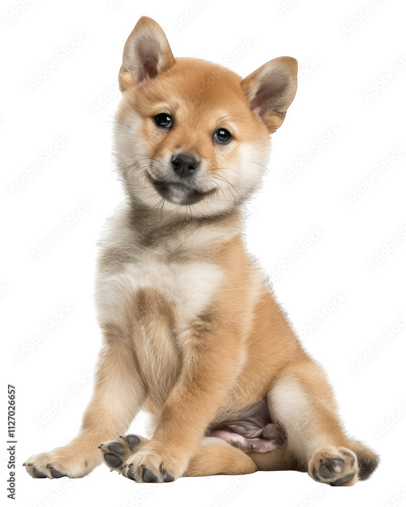 Obraz premium Adorable Shiba Inu Puppy Sitting isolated on a transparent background