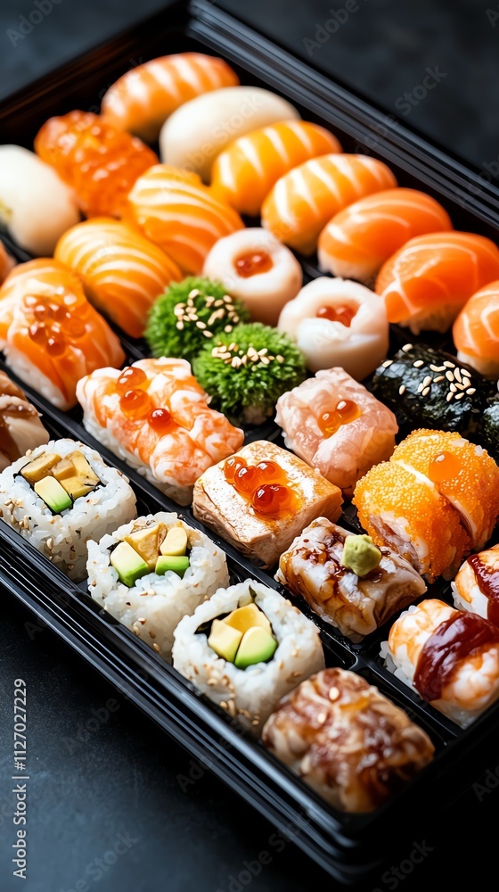 Delicious assorted sushi platter Delicious assorted sushi platter