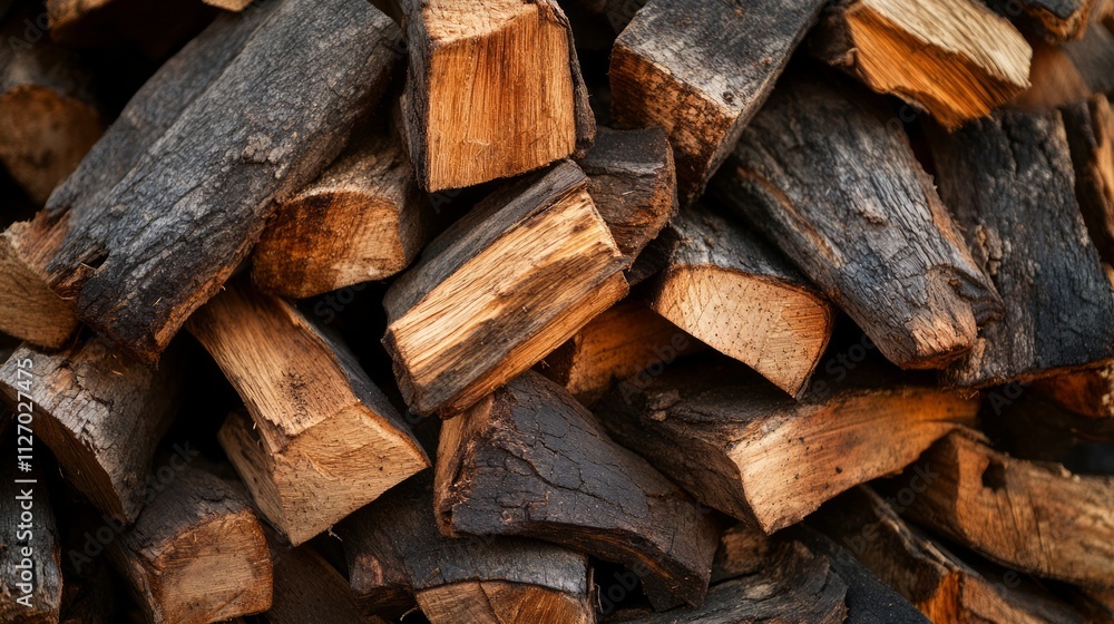 Close-up of a stack of firewood, showing various textures and colors of wood. Close-up of a stack of firewood, showing various textures and colors of wood.