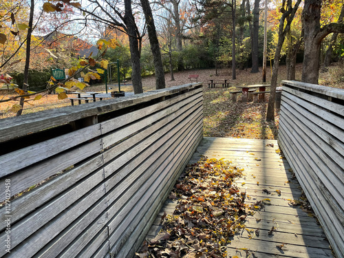 wooden bridge in park