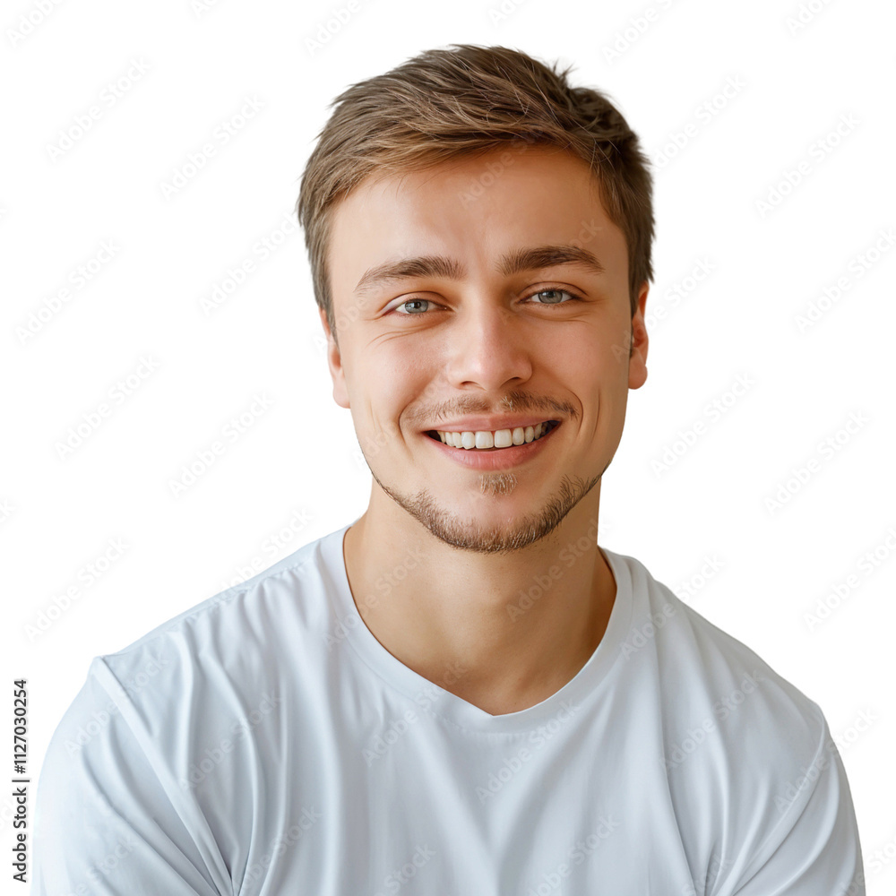 Close-up portrait of a smiling man, isolated on white background Close-up portrait of a smiling man, isolated on white background