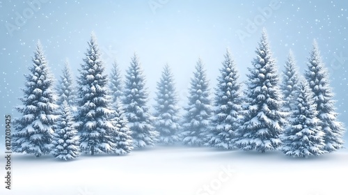 Snow Covered Pine Trees in a Winter Wonderland