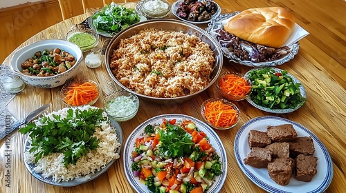 Abundant Armenian Feast: A Family Gathering at Home AI Generated