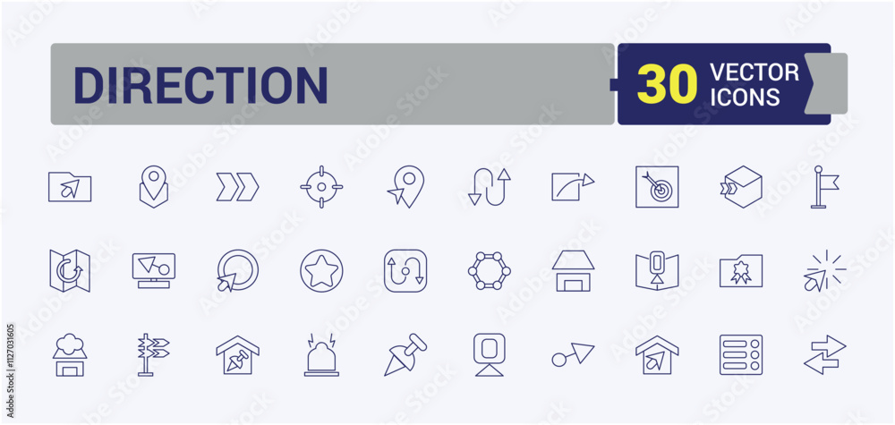 Direction icon collection. Includes thin line earth, star, navigation, placeholder, geography, local, tracing, marker. Modern thin icons. Vector illustration in modern line style. Direction icon collection. Includes thin line earth, star, navigation, placeholder, geography, local, tracing, marker. Modern thin icons. Vector illustration in modern line style.