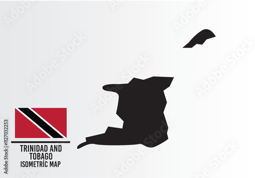 Trındad And Tobago vector map with flag next to it. Trındad And Tobago map with national flag isolated on white background. Vector illustration	