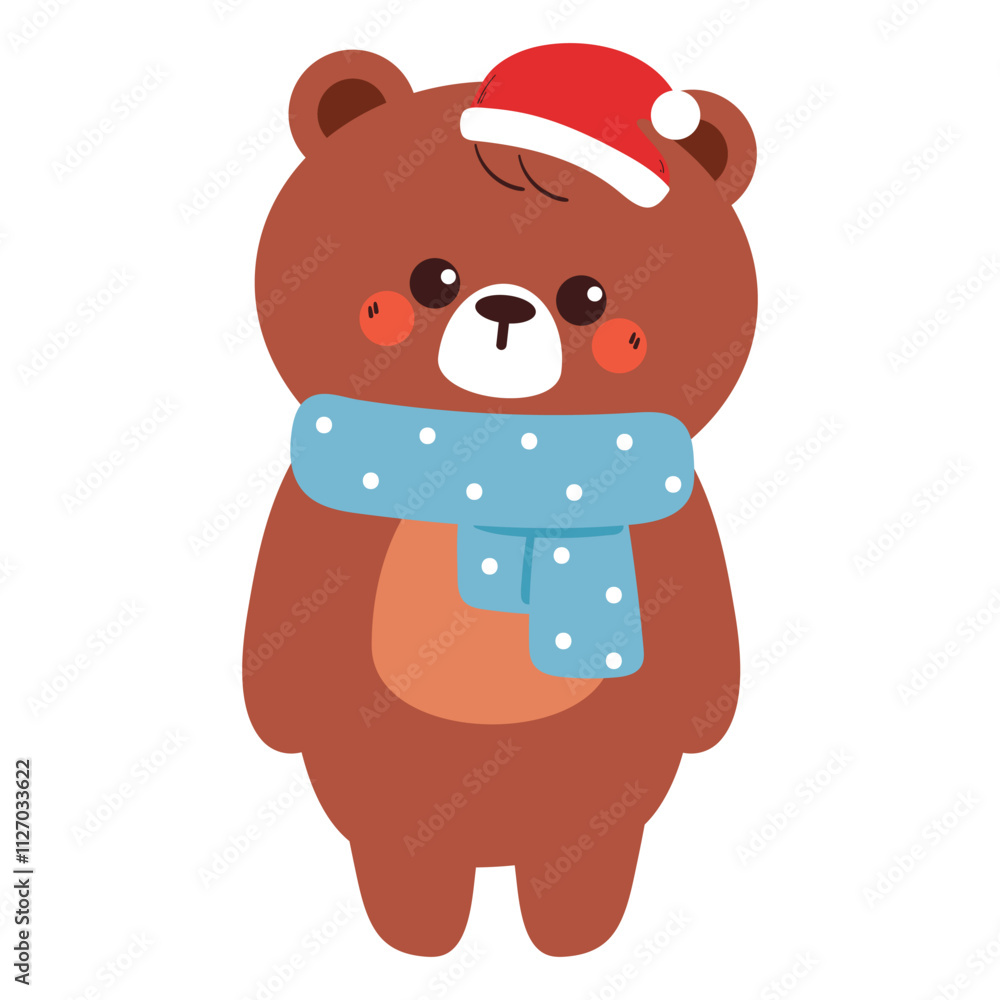 cute hand drawing cartoon bear. cute bear drawing for christmas sticker, winter animal cute hand drawing cartoon bear. cute bear drawing for christmas sticker, winter animal