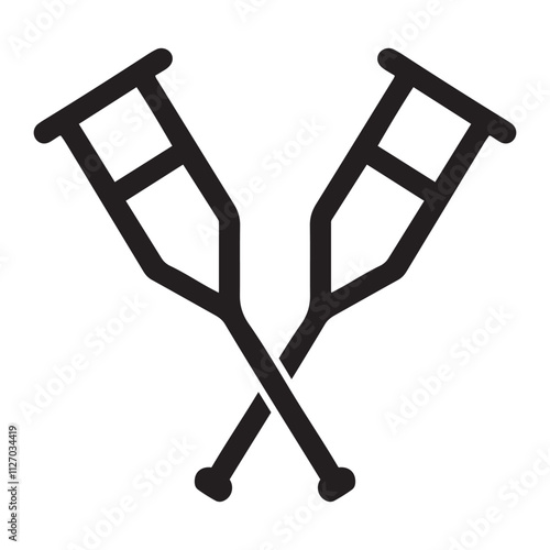 Crutches outline vector icon.