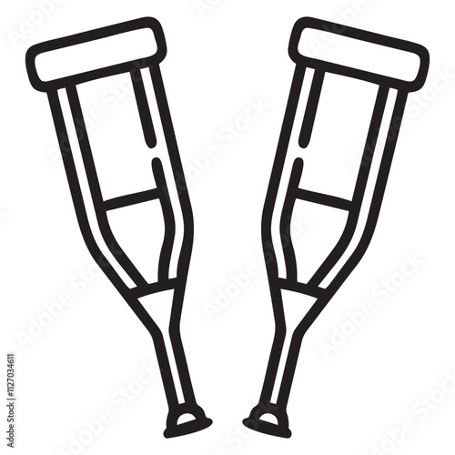 Crutches outline vector icon.