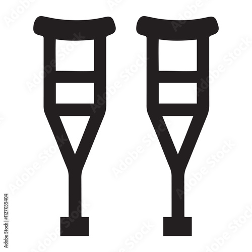 Crutches silhouette vector icon.