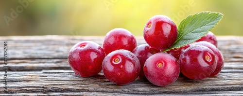 The vibrant summer berries are plump with sweet juice, their deep red and purple hues glistening under the warm sun as they sit nestled on the weathered wooden table