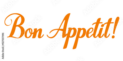 decorative lettering inscription Bon appetit. Vector graphics isolated on transparent background.