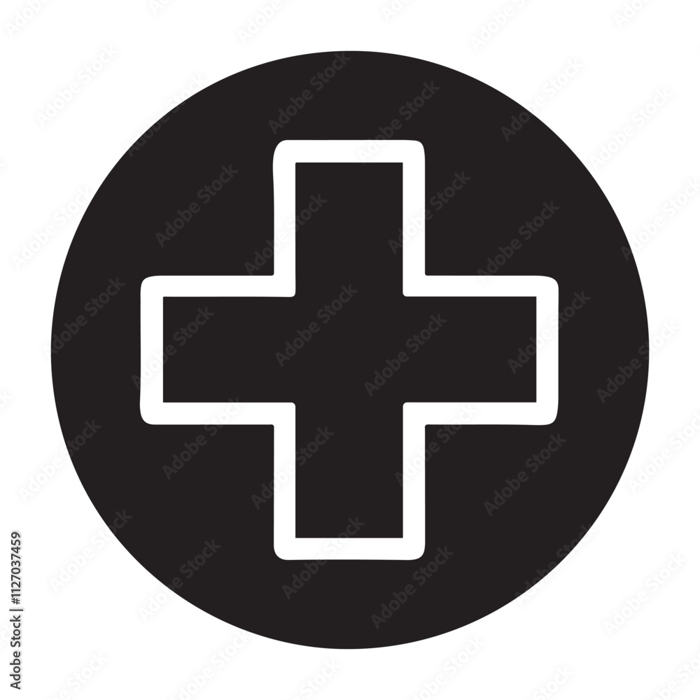 Medical Cross silhouette vector icon. Medical Cross silhouette vector icon.