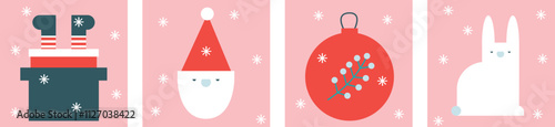 Xmas Baubles and Decoration. Cartoon Vector Illustration, Icon, Clip Art. Minimalist holiday aesthetics. Christmas Tree Toys in Cute Scandinavian Folk Style.	
