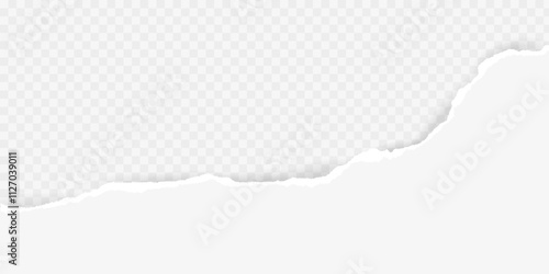 White torn paper notes with ripped edges and corners, vector page scraps. Torn paper strips, cut shreds and cracks of sheet pieces, paper wisp fragments with crumpled edges for memo note frames