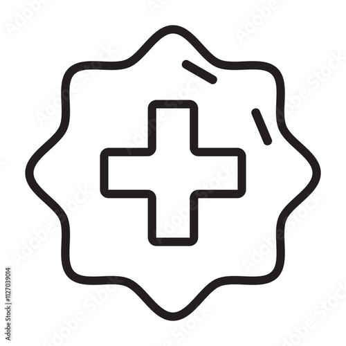 Medical Cross outline vector icon.