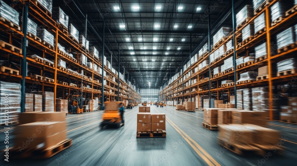 Fast-Paced Warehouse Motion Blur, Logistics, Cardboard Boxes, Forklifts, Storage, Inventory Management Logistics, Warehouse Fast-Paced Warehouse Motion Blur, Logistics, Cardboard Boxes, Forklifts, Storage, Inventory Management Logistics, Warehouse