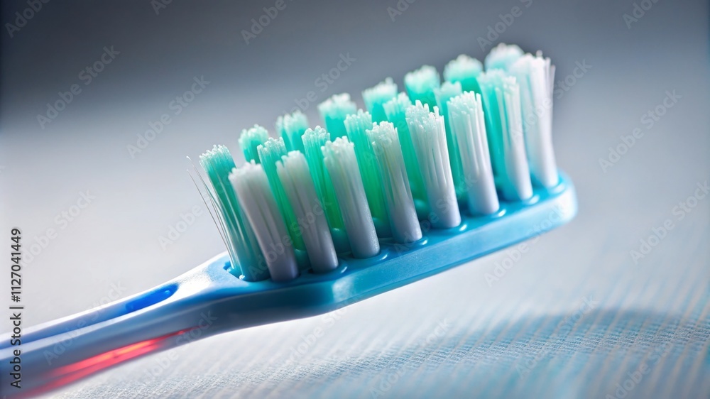 Blue toothbrush close up on blurred background Blue toothbrush close up on blurred background