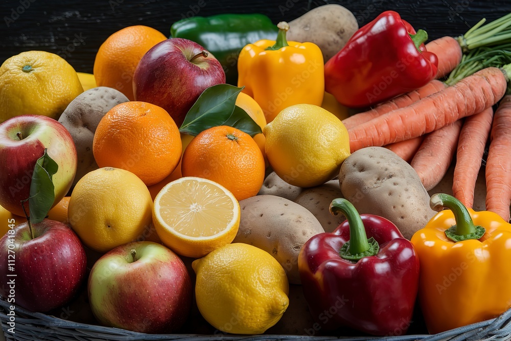 A variety of ripe fruits and vegetables A variety of ripe fruits and vegetables