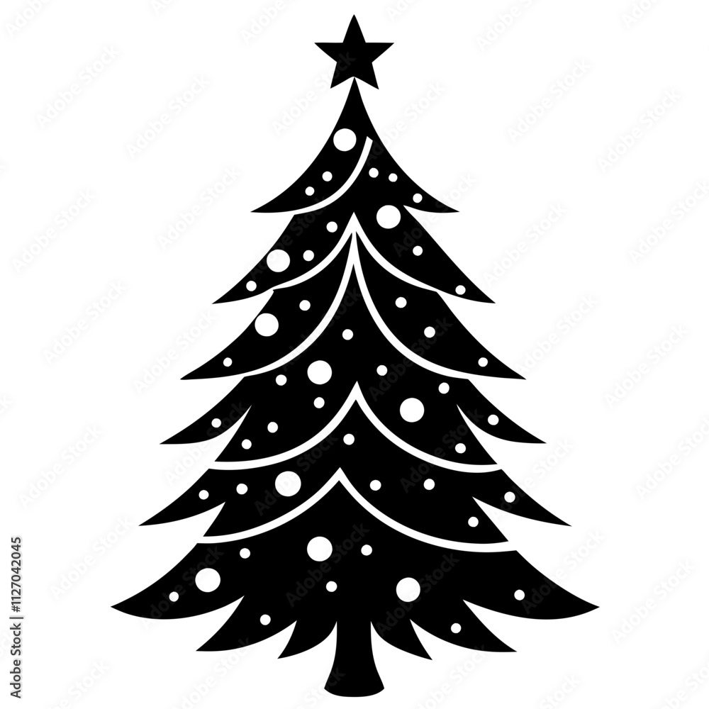 Fototapeta premium Christmas tree vector element on white background