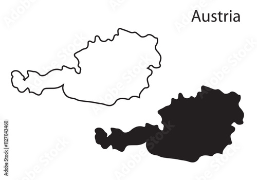 Austria map vector illustration, Austria map silhouette, Austria country