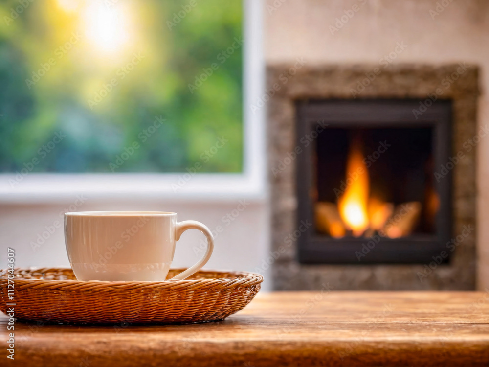 Cozy Winter Morning Coffee by the Fireplace Cozy Winter Morning Coffee by the Fireplace