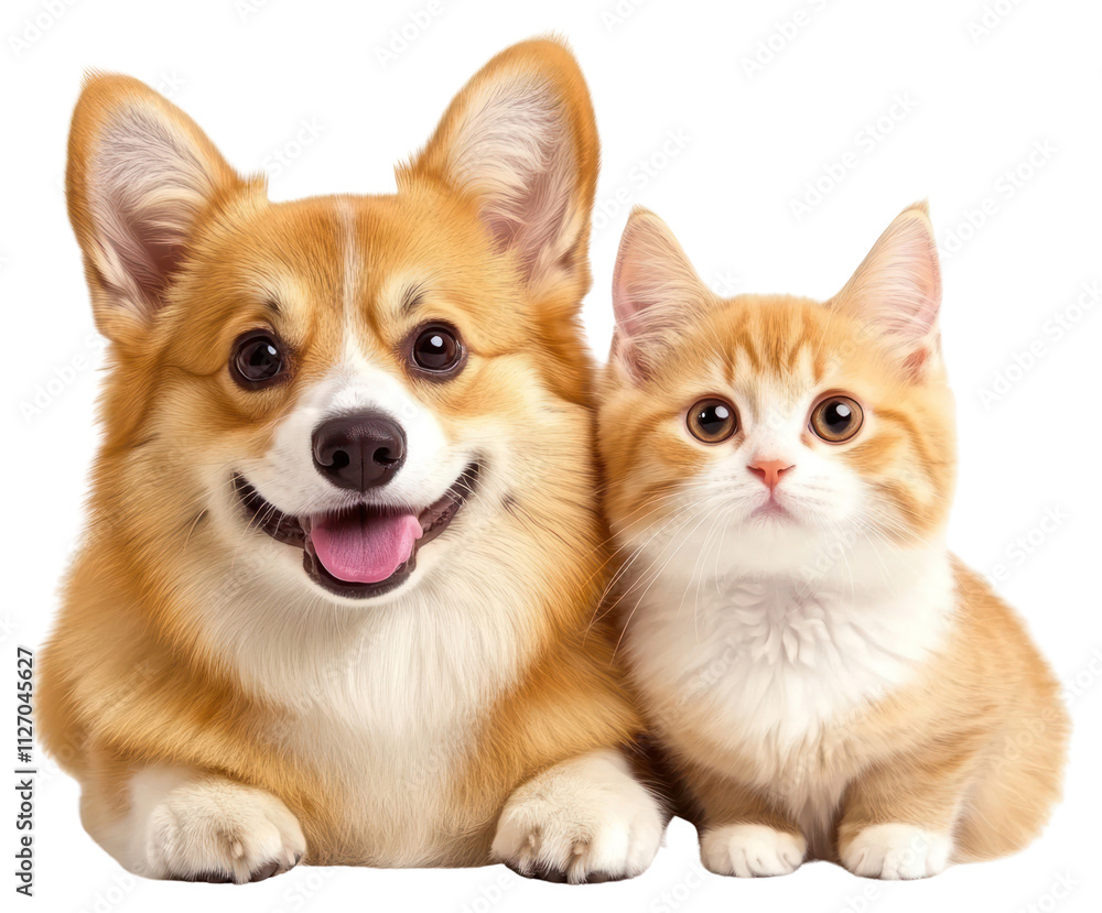 Obraz premium PNG Cute dog and cat background animals kitten.