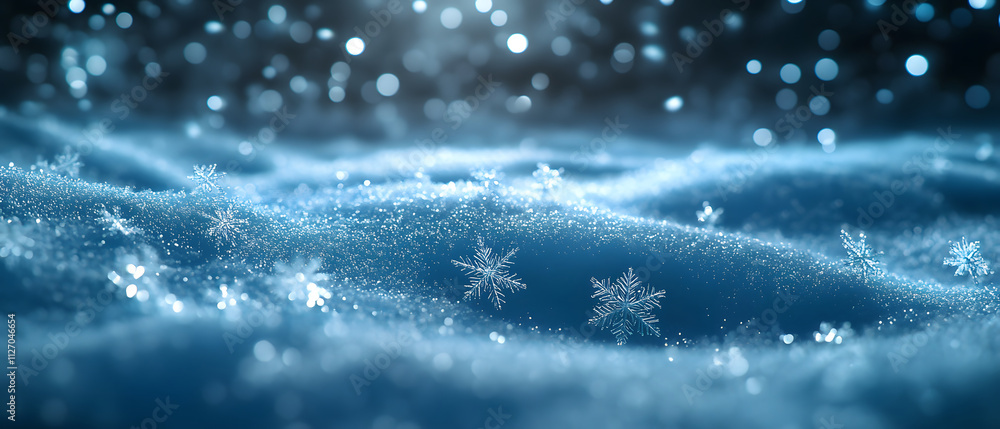 Obraz premium Sparkling Snowflakes Resting on a Snowy Landscape