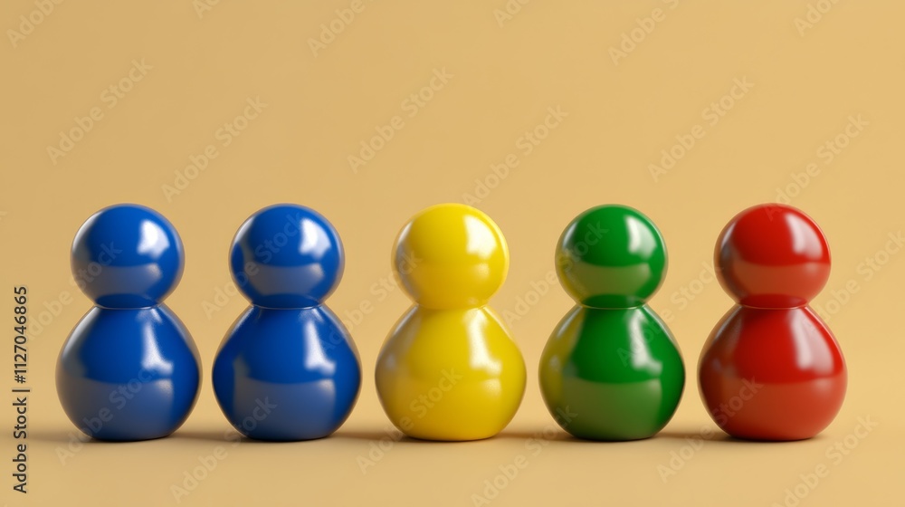 A row of colorful wooden figures, celebration of vibrant craftsmanship and playful design A row of colorful wooden figures, celebration of vibrant craftsmanship and playful design
