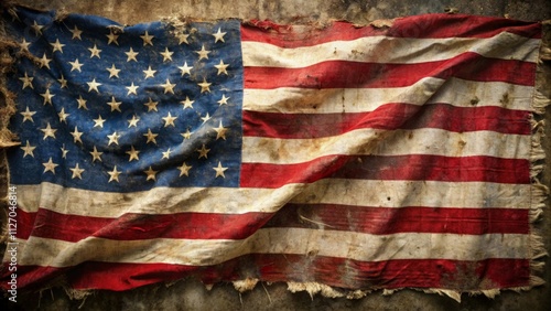 Old tattered grunge american flag