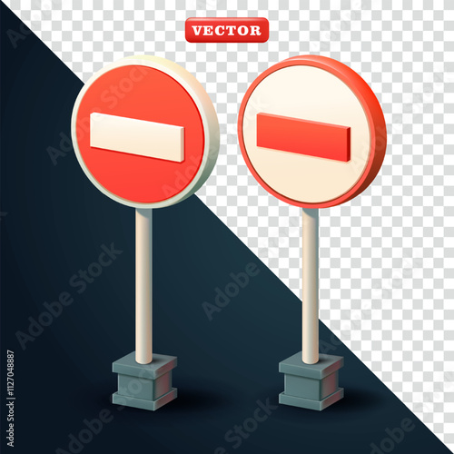 No entry, traffic sign symbol. 3d vector, Suitable for design elements