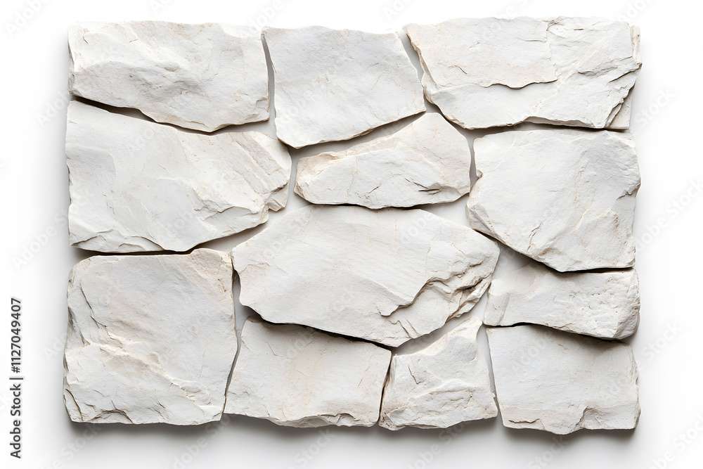 Top view square rock slab isolated in white background Top view square rock slab isolated in white background