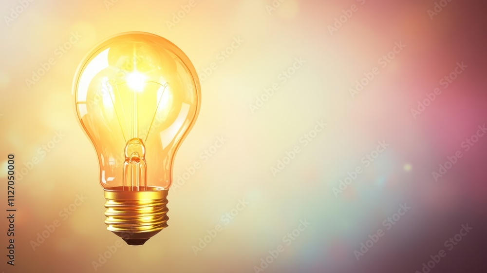 Illuminated Light Bulb on Warm Glowing Background Illuminated Light Bulb on Warm Glowing Background